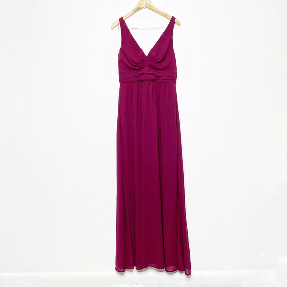 LULU'S Leading Role Maxi Dress Gown prom formal bridesmaid Burgundy RED WOMENS L - Picture 1 of 9